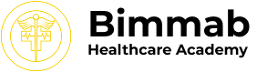 Bimmab Healthcare Academy logo with a gold medical symbol inside a circle on the left and the organization name in black text on the right.